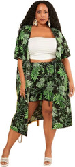 Tropical Print Kimono & Shorts 11031