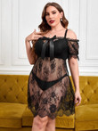 Floral Lace Dress With Thong 3033