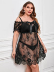 Floral Lace Dress With Thong 3033