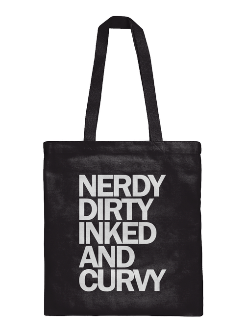[VER3-WH] NERDY DIRTY INKED AND CURVY TOTE BAG