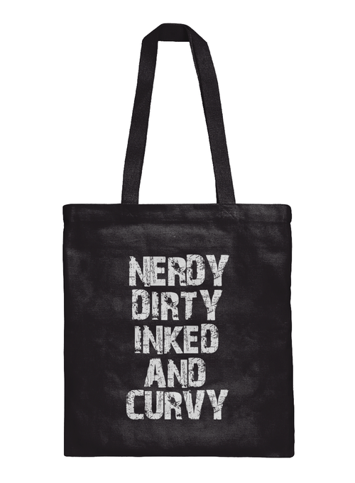 [VER4-WH] NERDY DIRTY INKED AND CURVY TOTE BAG