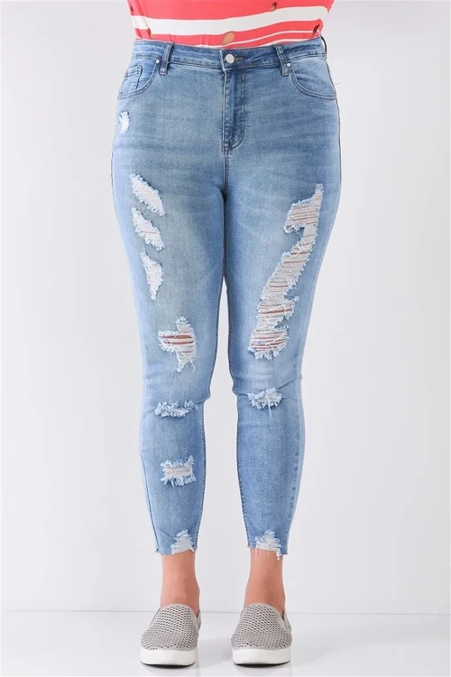 Mid-rise Ripped Skinny Jeans CP0105