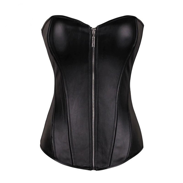 Slimming Body Shapewear Gothic Faux Leather Bustier with Zip GB2959