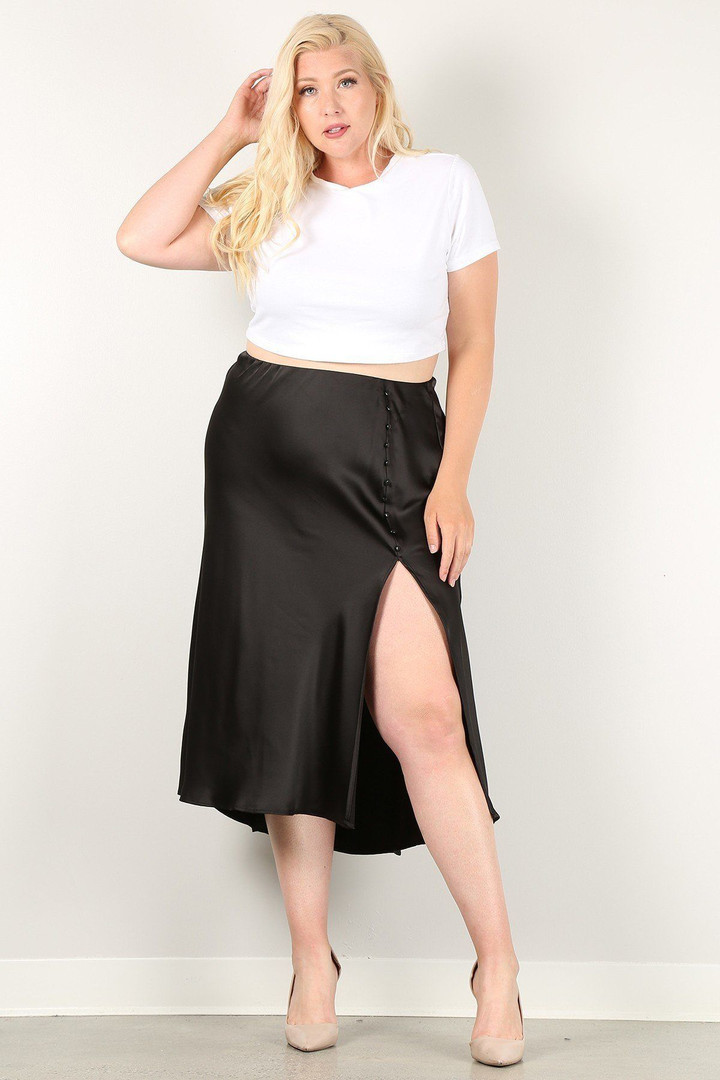 High-waist Side Button Slit Skirt CK1606