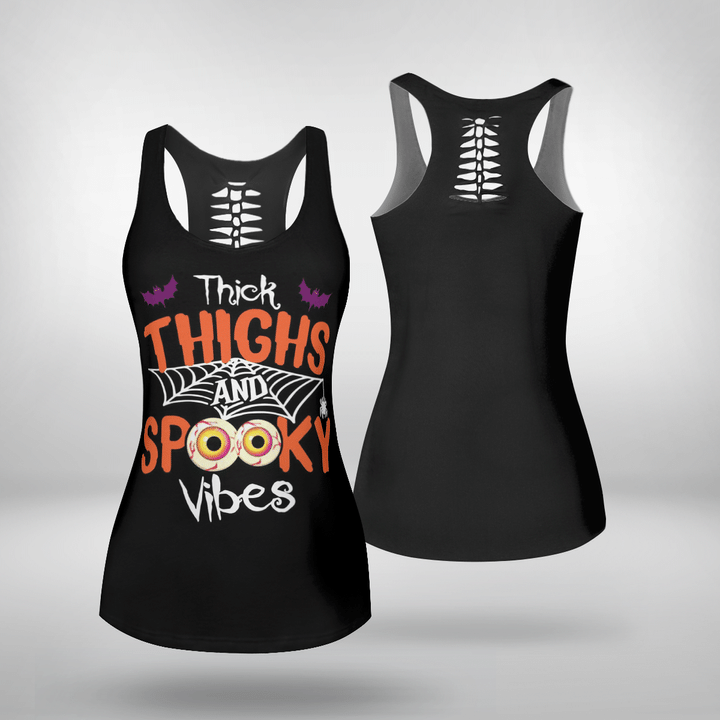 Thick Thighs And Spooky Vibes Hollow Out Tank Top New