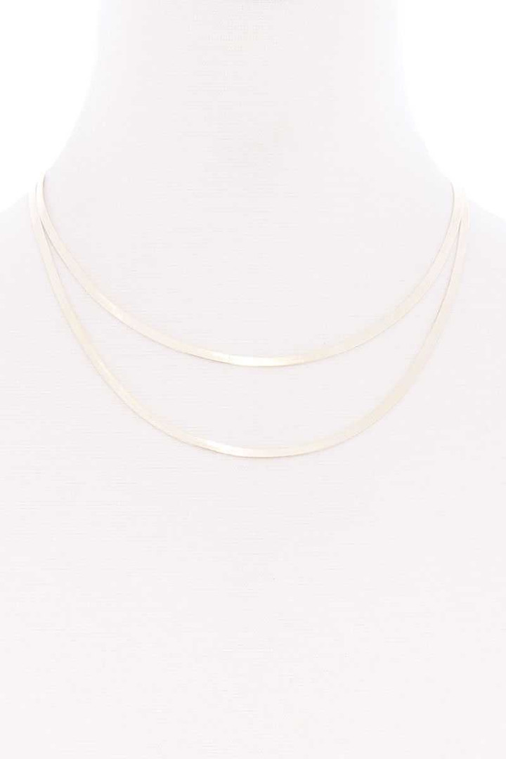 Sodajo 2 Layered Herringbone Metal Chain Necklace
