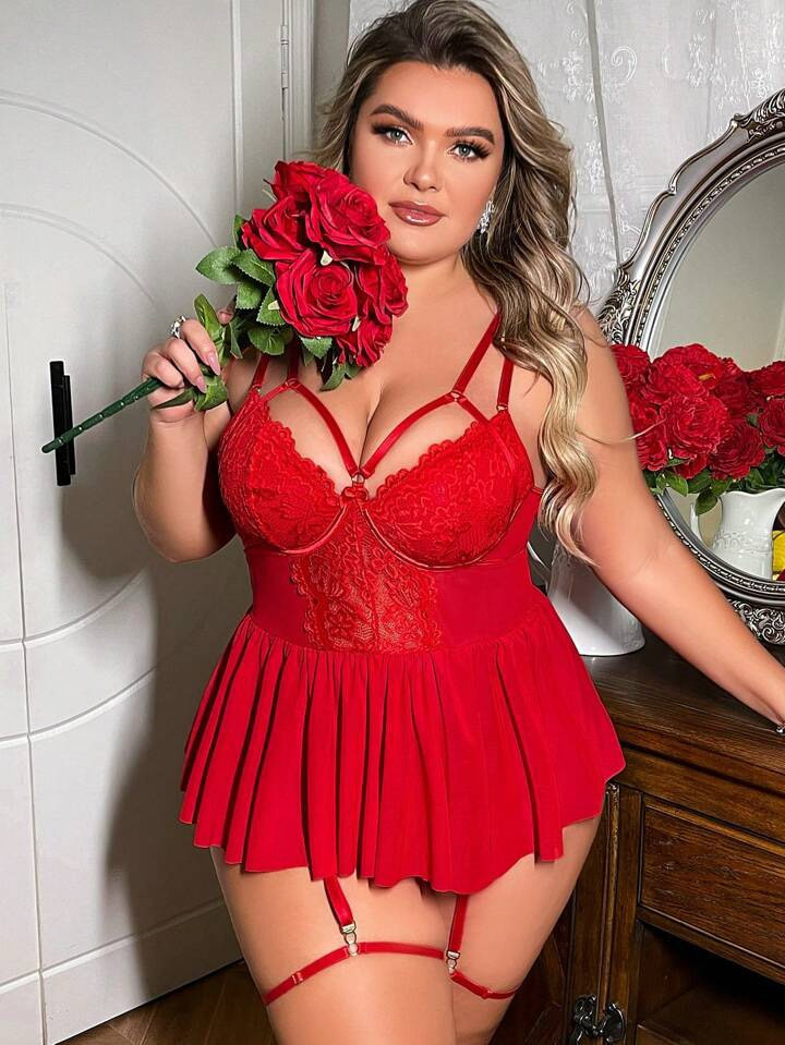 Sexy Lingerie Dress With Underwire, Thong, 2 Leg Rings 9031