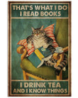 Cat that’s what I do I read book I drink tea and I know thing Poster