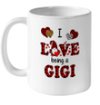 I Love Being A Gigi Gnomes Red Plaid Heart Valentine's Day Mug