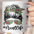 Autie Aunt Life Autism Awareness Messy Bun Girl Mother's Day Gift Mug