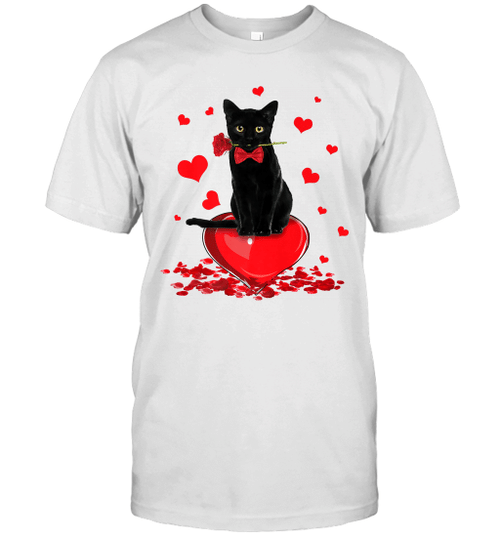 Black Cat Valentine's Day Shirt Boys Girls Valentine's Day Gift Shirt