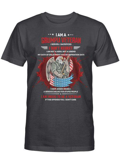 American Flag Eagle I Am A Grumpy Veteran I Served I Sacrificed I Don’t Regret I Am Proud To Be A Veteran T-shirt