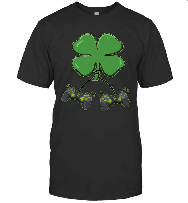 Clover Video Game Controllers St Patricks Day Boys Girl Kids Shirt