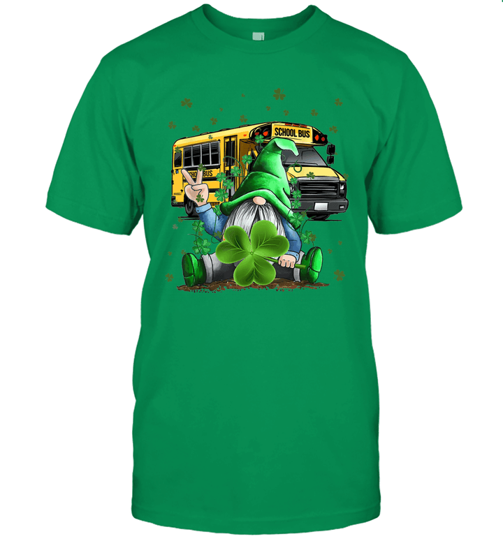 Green Gnomes Bus School Driver And Shamrock St Patrick's Day Shirt