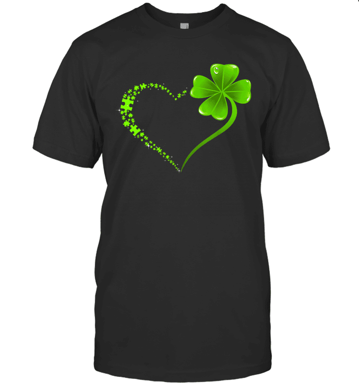 Puzzle Heart Shamrock St Patrick's Day Autism Awareness Gifts Shirt