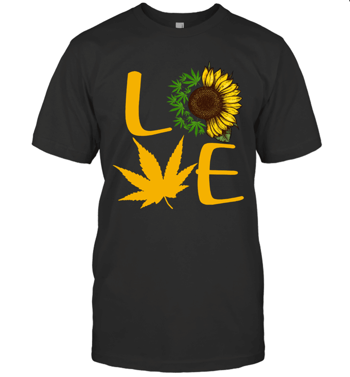 Love Weed Sunflower Cannabis Funny Graphic Shirt