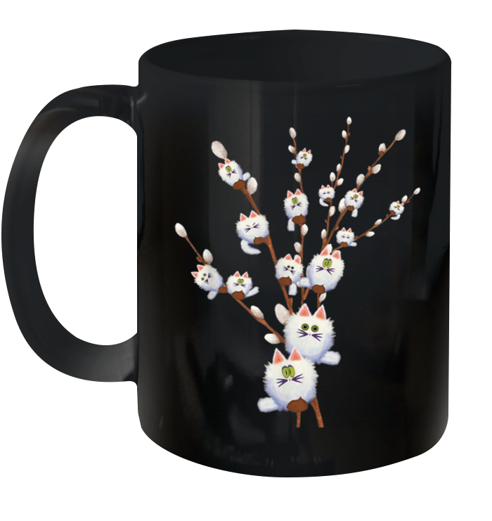 White Cat Willows Flowers Cat Floral Cats Lover Gift Mug