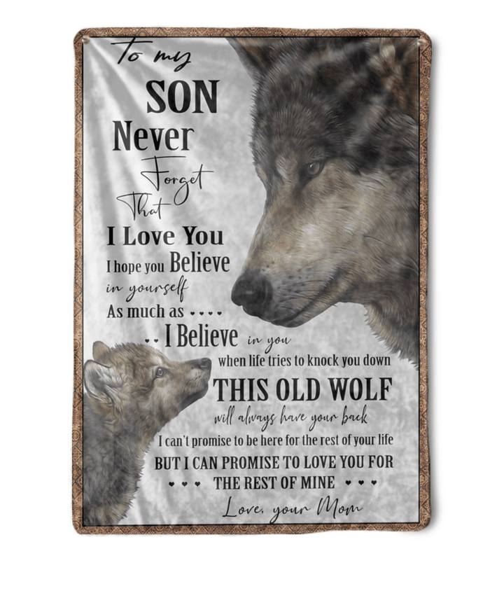 Wolf to my Son never forget that i love you blanket, Fleece Blanket