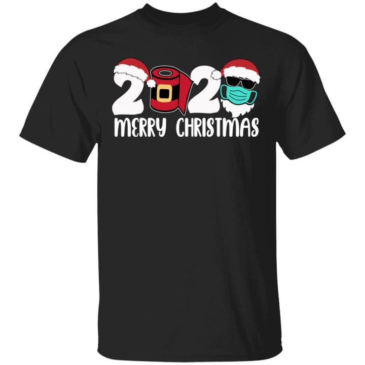 Merry Christmas 2020 Quarantine Christmas Santa Face Funny Shirt