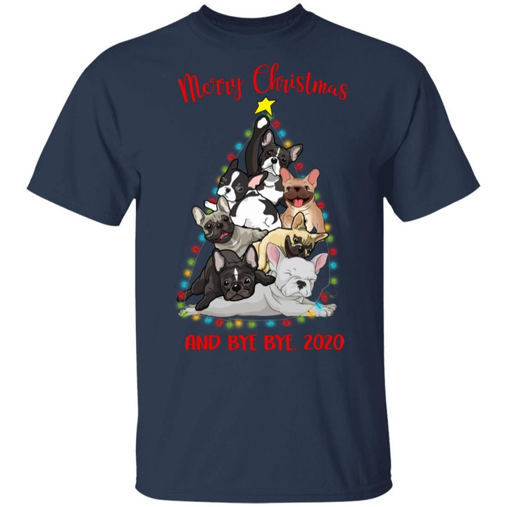 Bulldog As Christmas Tree Merry Christmas And Bye Bye 2020 Shirts