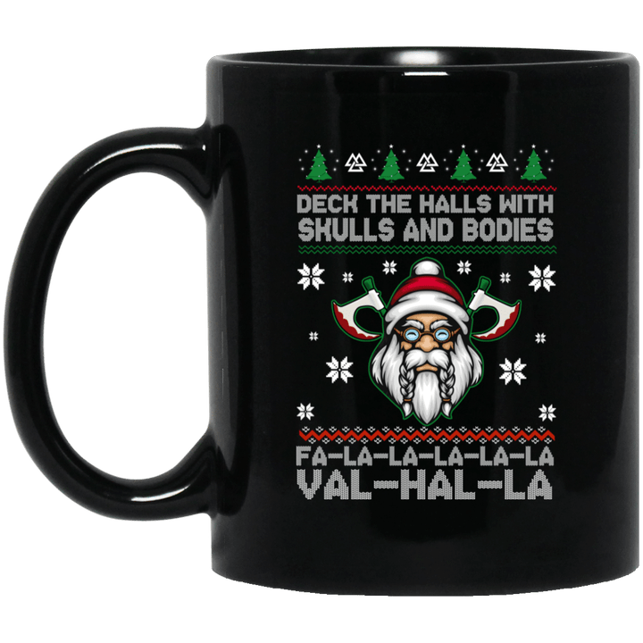 Viking Deck The Halls With Skulls And Bodies Ugly Christmas GIfts Mug