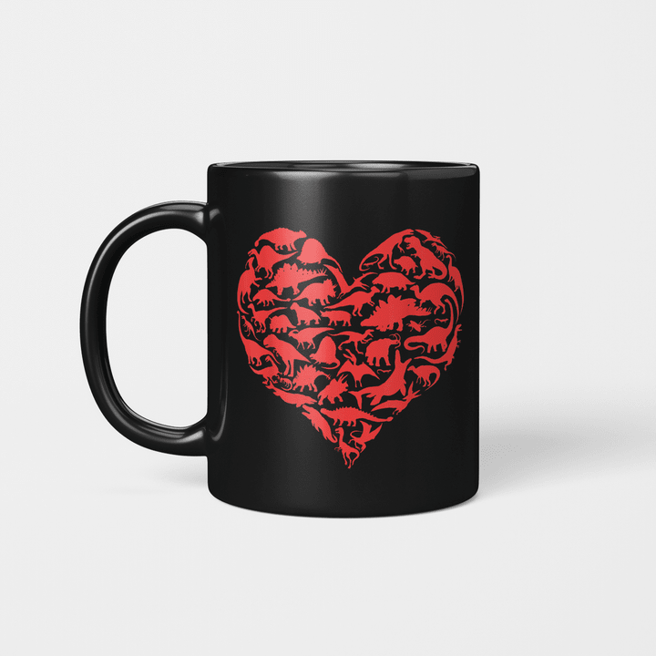 Boys Valentines Day - Dinosaur Heart Kids Dino Gift Mug