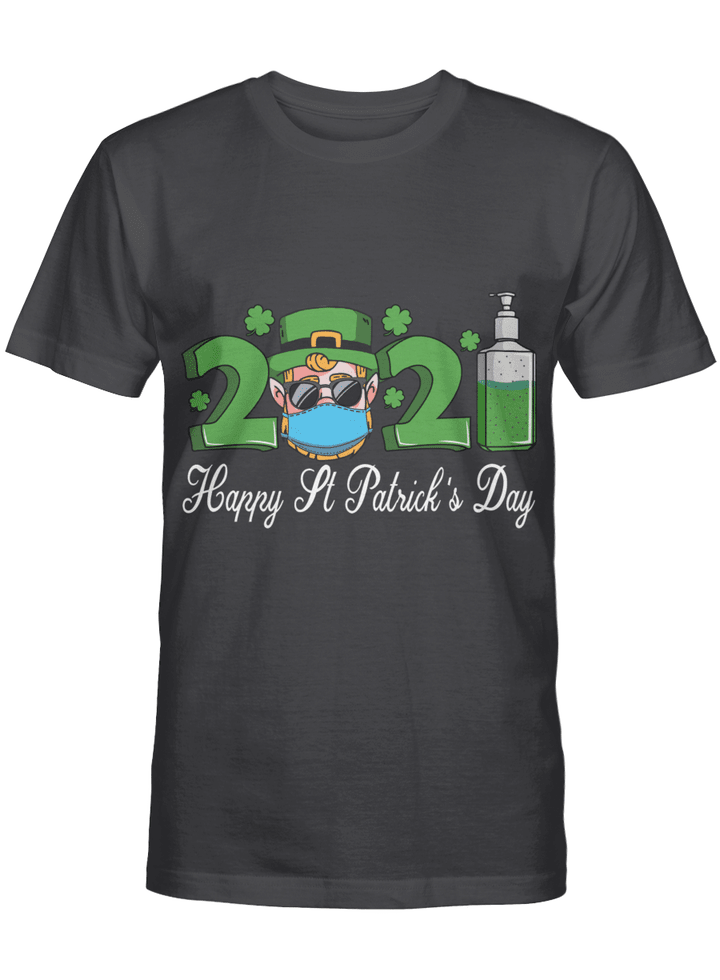Leprechaun In A Mask Happy St Patrick's Day 2021 Men Women T-Shirt