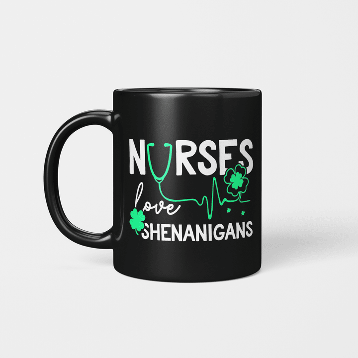 Nurses Love Shenanigans Funny St Patrick's Day Nursing Gift Mug