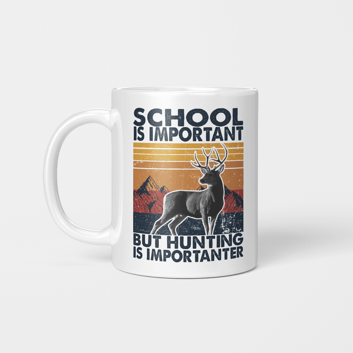 School Is Important But Hunting Is Importanter Vintage Gifts Mug