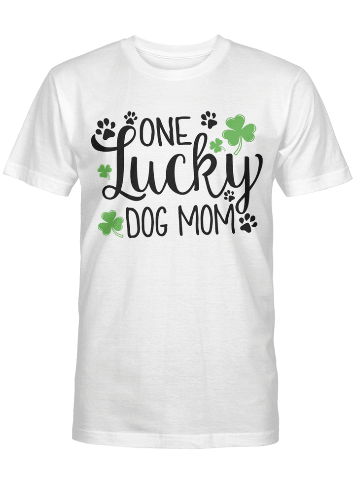 One Lucky Dog Mom Shamrock Paw Shirt St Patrick's Day Graphic Tee