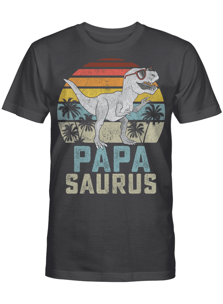 Papasaurus T-Rex Dinosaur Papa Saurus Family Matching Vintage Shirt