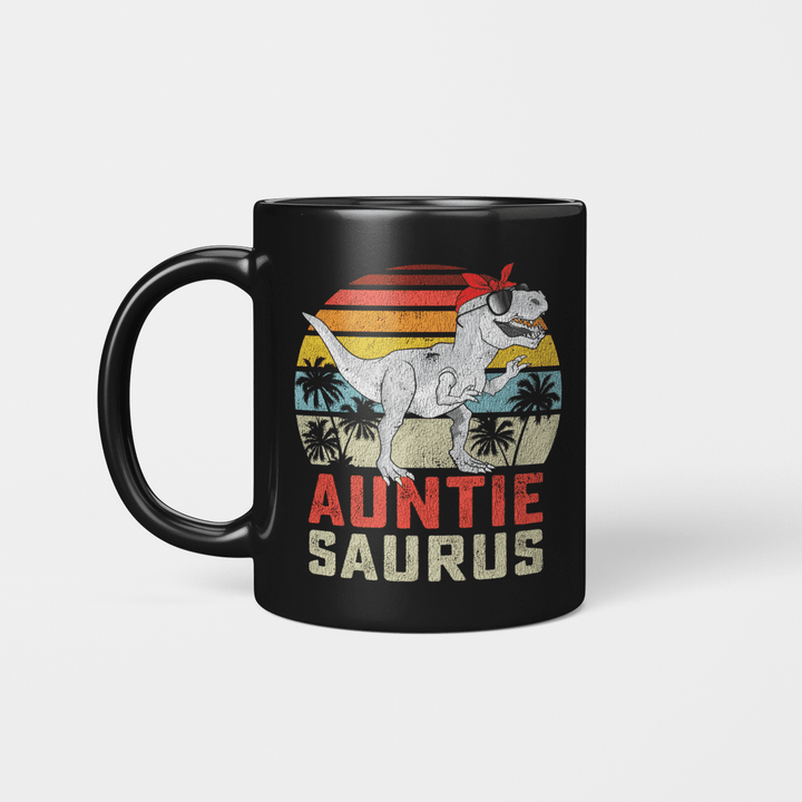 Auntiesaurus T-Rex Dinosaur Auntie Saurus Family Matching Vintage Mug