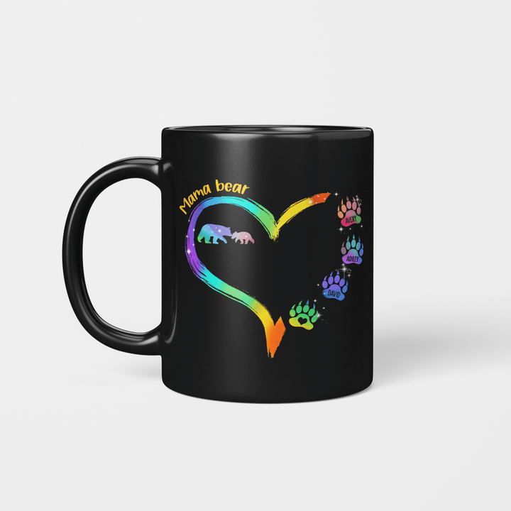 Personalized Mama Bear Heart Colorful Mother's Day Mug Gift For Mom Custom Mug