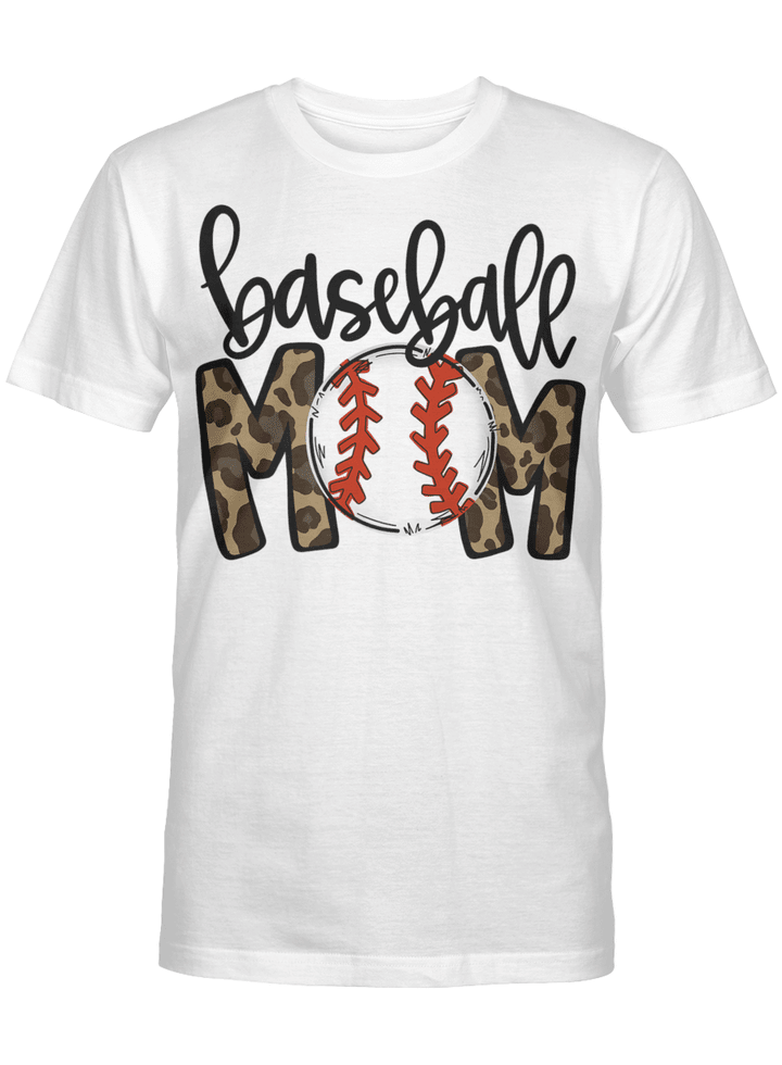 Baseball Mom Leopard Funny Softball Mom Shirt Mother's Day Gift T-Shirt