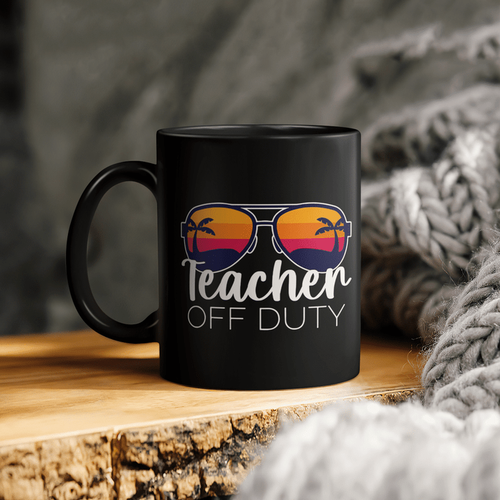 Teacher Off Duty Sunglasses Beach Sunset Mug