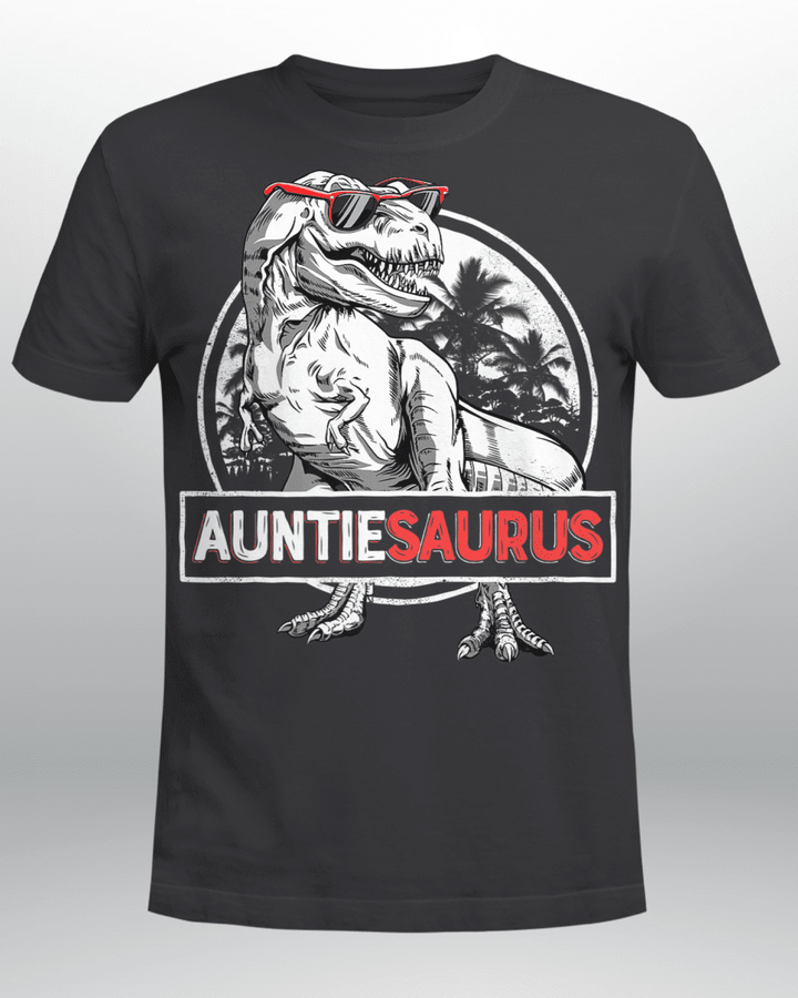 Auntiesaurus T-Shirt T Rex Auntie Saurus Dinosaur Women Aunt