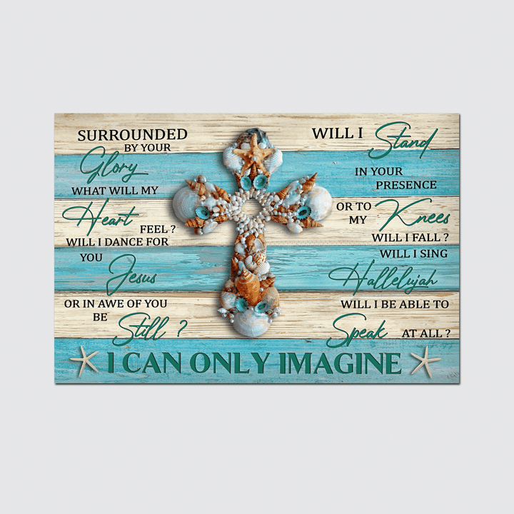 Seashell Cross I can only Imagine Jesus Canvas - Poster, Jesus Starfish Poster, God Poster Print, Faith Canvas