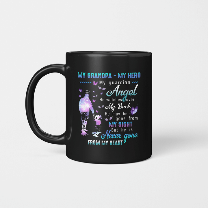 My Grandpa My Hero My Guardian Angel My back My Sight Never Gone From Me Heart Mug Memorial Gifts