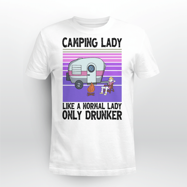 Camping Lady Like A Normal Lady Only Drunker Vintage Shirt Camper Graphic Tee