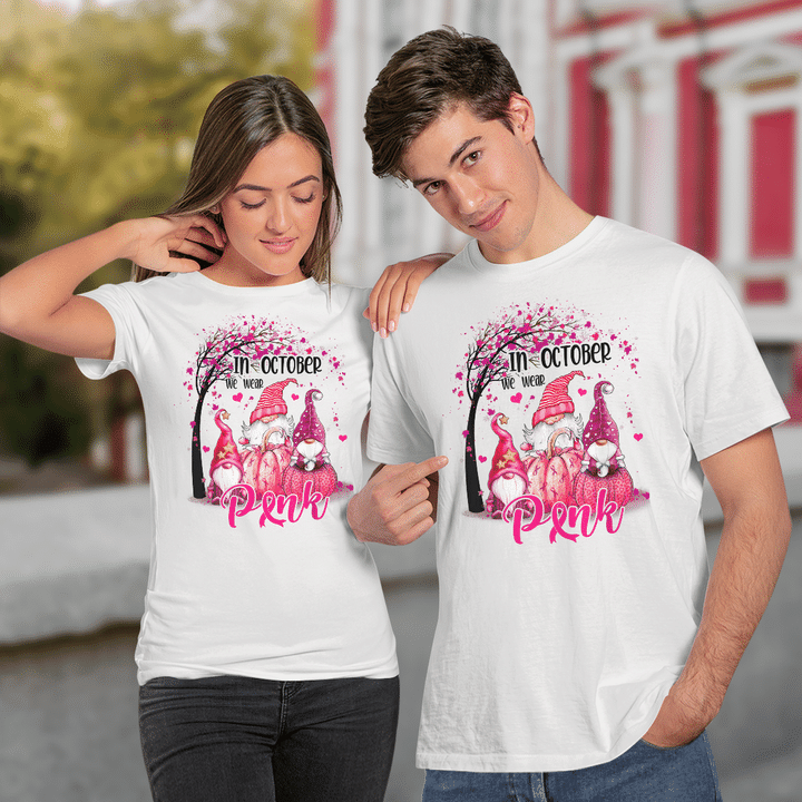 In October We Wear Pink Gnomes Breast Cancer Awareness Shirt