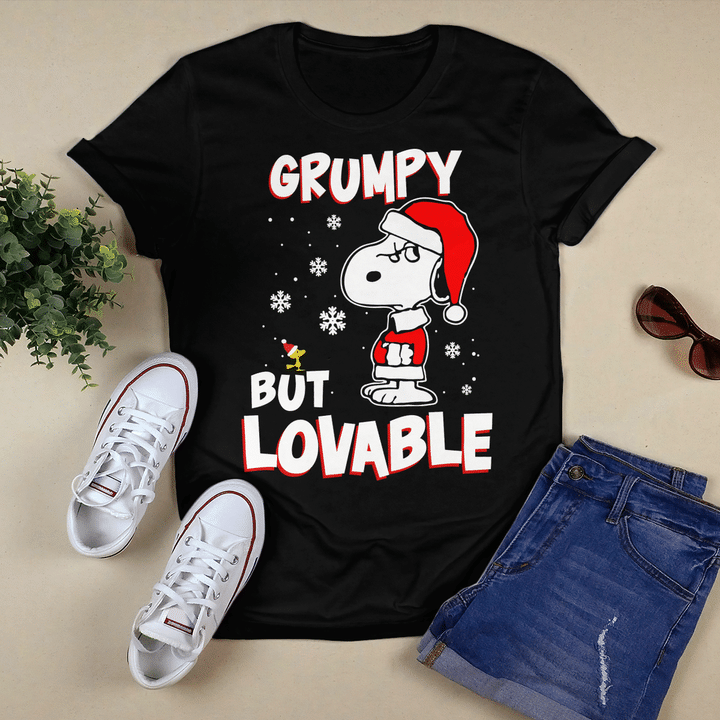 Snoopy And Woodstock Grumpy But Lovable Christmas Shirt Funny Xmas Gift