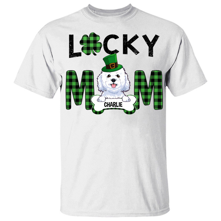 Lucky Mom Dog Lover St Patrick's Funny Shirts - Personalized St. Patrick's Day Unisex T-Shirt