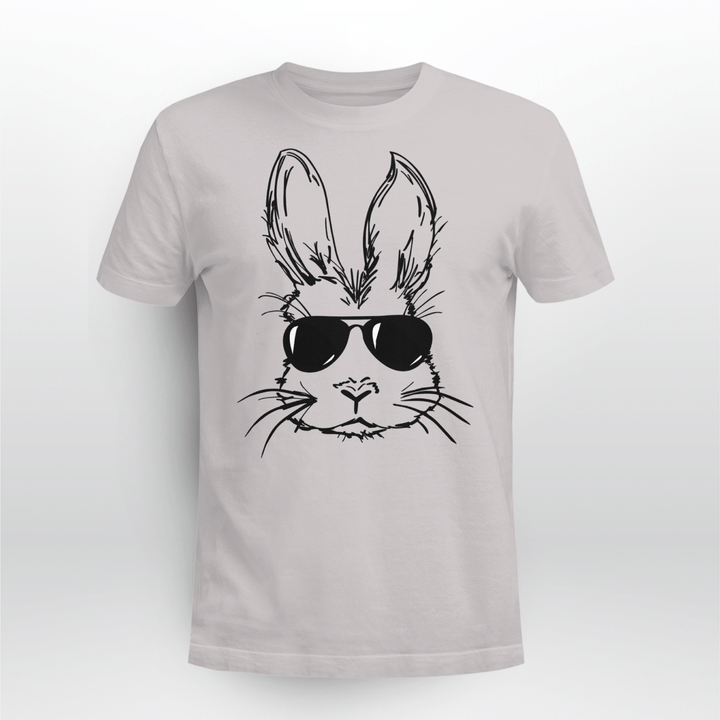 Bunny Face With Sunglasses For Boys Men Kids Easter Shirt