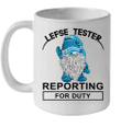 Lefse Tester Reporting For Duty Nordic Blue Gnome Christmas Mug