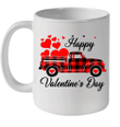 Happy Valentine's Day Heart Graphic Love Truck Buffalo Plaid Mug