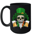Skull Leprechaun Beer And Clover Leaves St Patrick's Day Mug