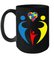 Autism Awarness Family Trio Heart Puzzle Gift Mug