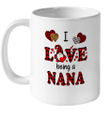 I Love Being A Nana Gnomes Red Plaid Heart Valentine's Day Mug