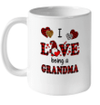 I Love Being A Grandma Gnomes Red Plaid Heart Valentine's Day Mug