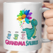 Grandma Mug, Custom Grandma Saurus Mug, Grandmasaurus Mug Gift For Mom, Flower Mug, Mother's Day Mug